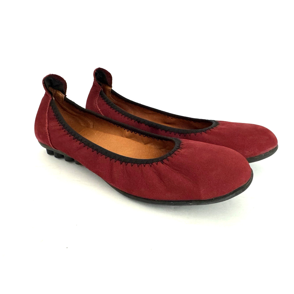 Bernie Mev Red Nubuck Leather Ballet Flats 41 US 10.5 Stylish Walking Comfort
